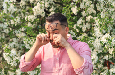 Spring allergies man with spring allergies